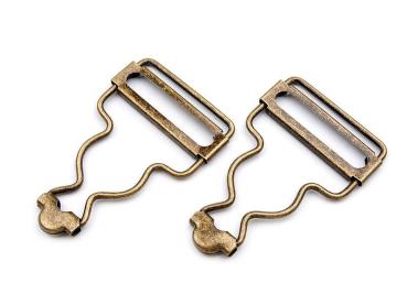Latzhosenclips Breite 28 mm, Altmessing, 1 Paar